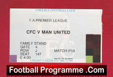 Chelsea v Manchester United 1992 – Ticket Stub – Champions