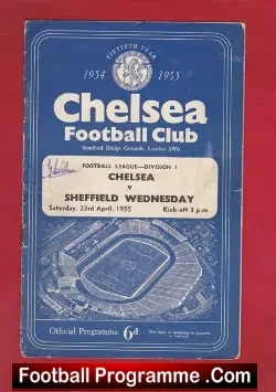 Chelsea v Sheffield Wednesday 1955 - Champions - Signed - football programme