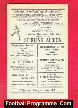 Chester v Stirling Albion 1961 - Floodlight Match - football programme