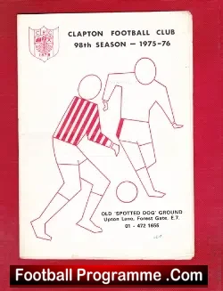 Clapton v Leyton Wingate 1975 - football programme