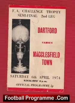 Dartford v Macclesfield Town 1974 – Challenge Trophy Semi Final