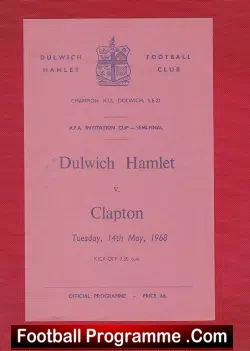Dulwich Hamlet v Clapton 1968 – Invitation Cup Semi Final