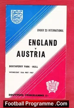 England v Austria 1967 – Under 23 International at Hull
