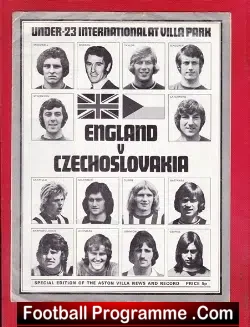England v Czechoslovakia 1973 – U23 at Aston Villa