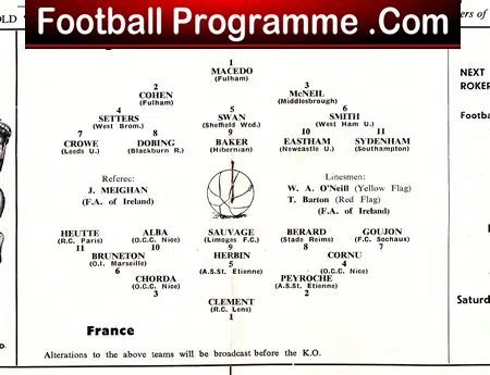 England v France 1959 – U23 at Sunderland