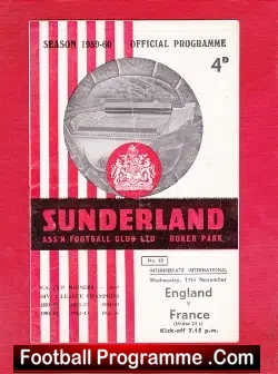 England v France 1959 – U23 at Sunderland