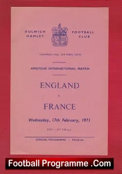 England v France 1971 – Amateur International at Dulwich
