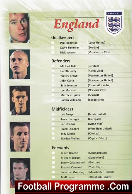 England v France 1999 – U21 at Derby County