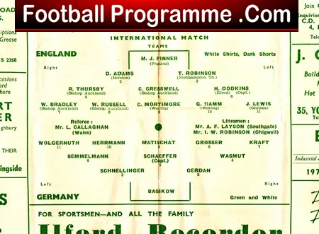 England v Germany 1957 – Amateur International at Ilford