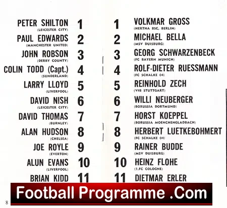 England v Germany 1970 – U23 at Leicester City