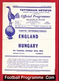 England v Hungary 1956 – Youth Match at Tottenham