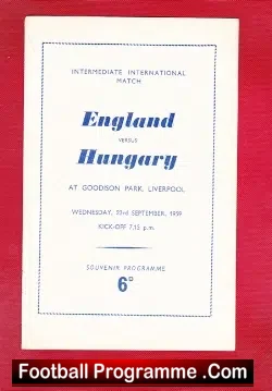 England v Hungary 1959 – U23 Goodison Park Liverpool B Charlton