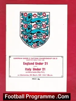 England v Italy 1978 – Under 21 at Manchester City