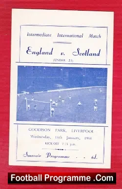 England v Scotland 1958 – U23 at Goodison Park Liverpool