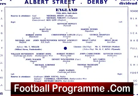England v Scotland 1959 – Schoolboys At Derby County