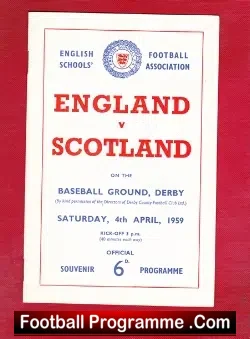 England v Scotland 1959 – Schoolboys At Derby County