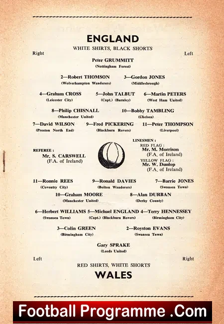 England v Wales 1963 – U23 Match at Ashton Gate