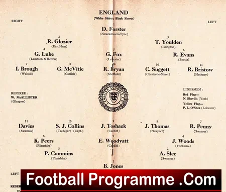 England v Wales 1964 – Schoolboys at Chesterfield + Toshack