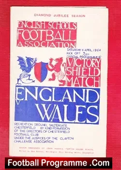 England v Wales 1964 – Schoolboys at Chesterfield + Toshack