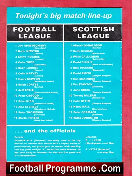 Football League v Scotland League 1970 – at Coventry