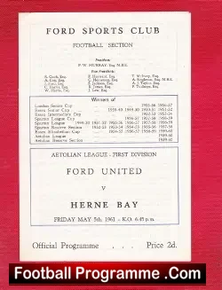 Ford United v Herne Bay 1961 – Aetolian League