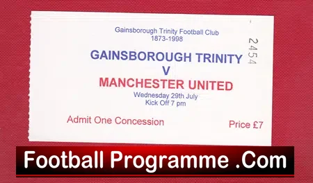 Gainsborough Trinity v Manchester United 1998 Reserves + Treble Ticket