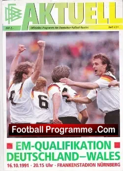 Germany v Wales 1991 – Euro 92 Qualifier + Ticket