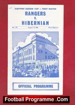 Glasgow Rangers v Hibernian Hibs 1966 - football programme