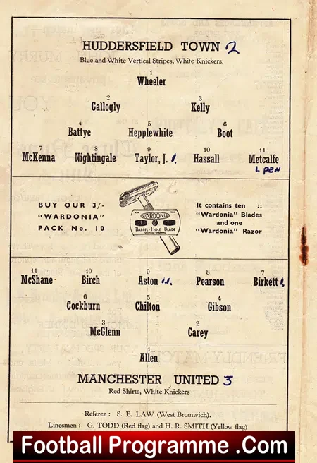 Huddersfield Town v Manchester United 1950