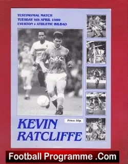 Kevin Ratcliffe Testimonial Benefit Match Everton 1989 - football programme
