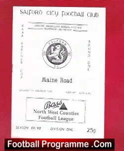 Maine Road v Salford City 1989 - at Manchester City - football programme