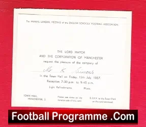 Manchester Schoolboys Football Association Invitation Simons 57