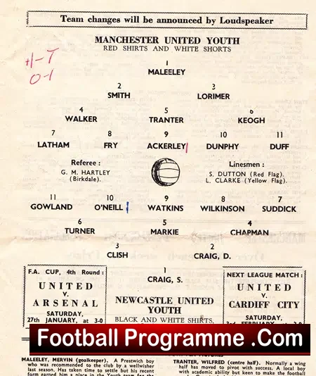 Manchester United v Newcastle United 1962 – Youth Cup