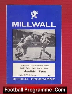 Millwall v Mansfield Town 1966 - football programme