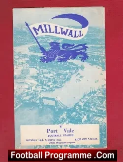 Millwall v Port Vale 1964 - football programme