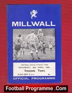 Millwall v Swansea Town 1966 - football programme