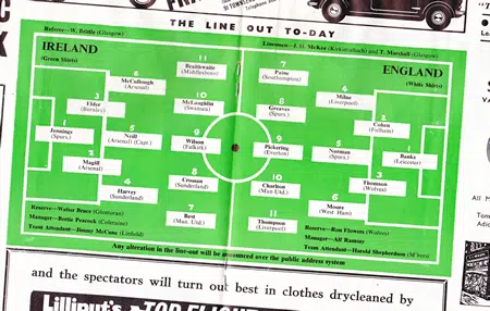 Northern Ireland v England 1964 – In Belfast Eire – George Best