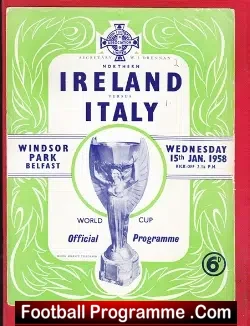 Northern Ireland v Italy 1958 – World Cup Programme