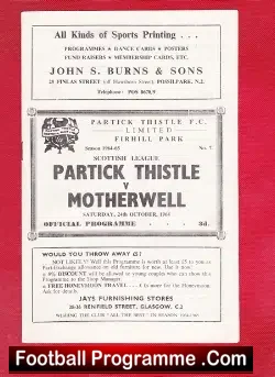 Partick Thistle v Motherwell 1964 - football programme