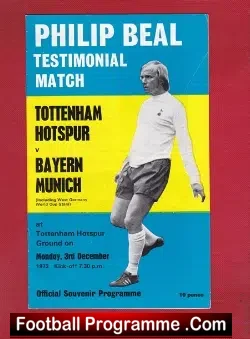 Philip Beal Testimonial Benefit Match Tottenham Hotspur 1973
