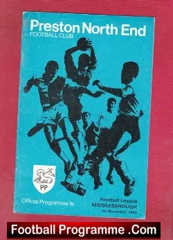 Preston North End v Middlesbrough 1969 - football programme