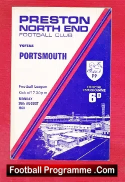 Preston North End v Portsmouth 1968 - football programme