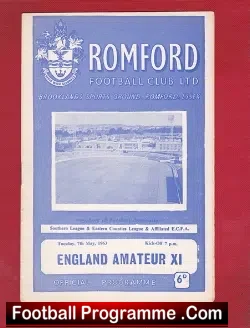 Romford v England Amateur XI 1963 – Friendly Match