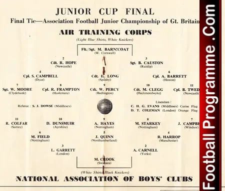 Royal Air Force RAF Training Corps v NA Boys 1954 – Cup Final