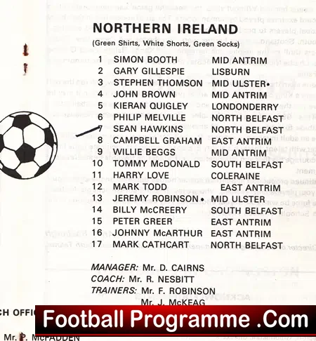 Scotland v Northern Ireland 1983 – Schoolboys at Greenock