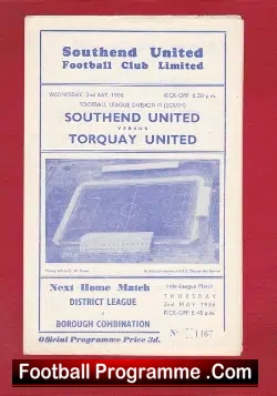 Southend United v Torquay United 1956 – Print Error