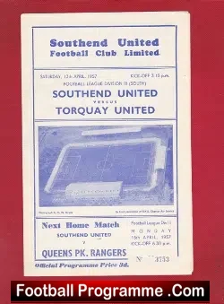 Southend United v Torquay United 1957