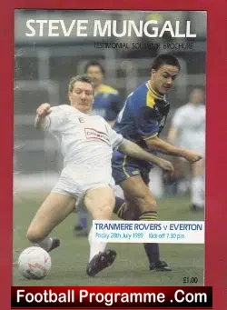 Steve Mungall Testimonial Tranmere Rovers Multi Autographs 1989