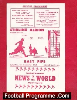 Stirling Albion v East Fife 1960 - football programme