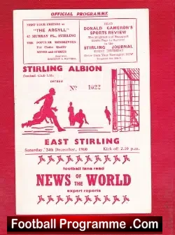 Stirling Albion v East Stirlingshire 1960 – 60s Programmes